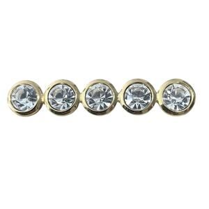 Vtg Christian Dior Crystal Pin Brooch Gold Tone Glam Jewelry Bar Round
